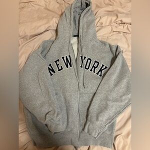 brandy heather gray new york zip up hoodie